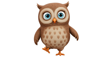 Fototapeta premium Adorable Brown Owl with Blue Eyes