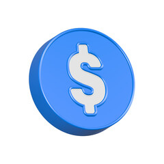 Dollar coin sign button 3d rendering 