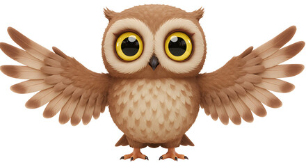 Obraz premium Animated Light Brown Owl in Flight