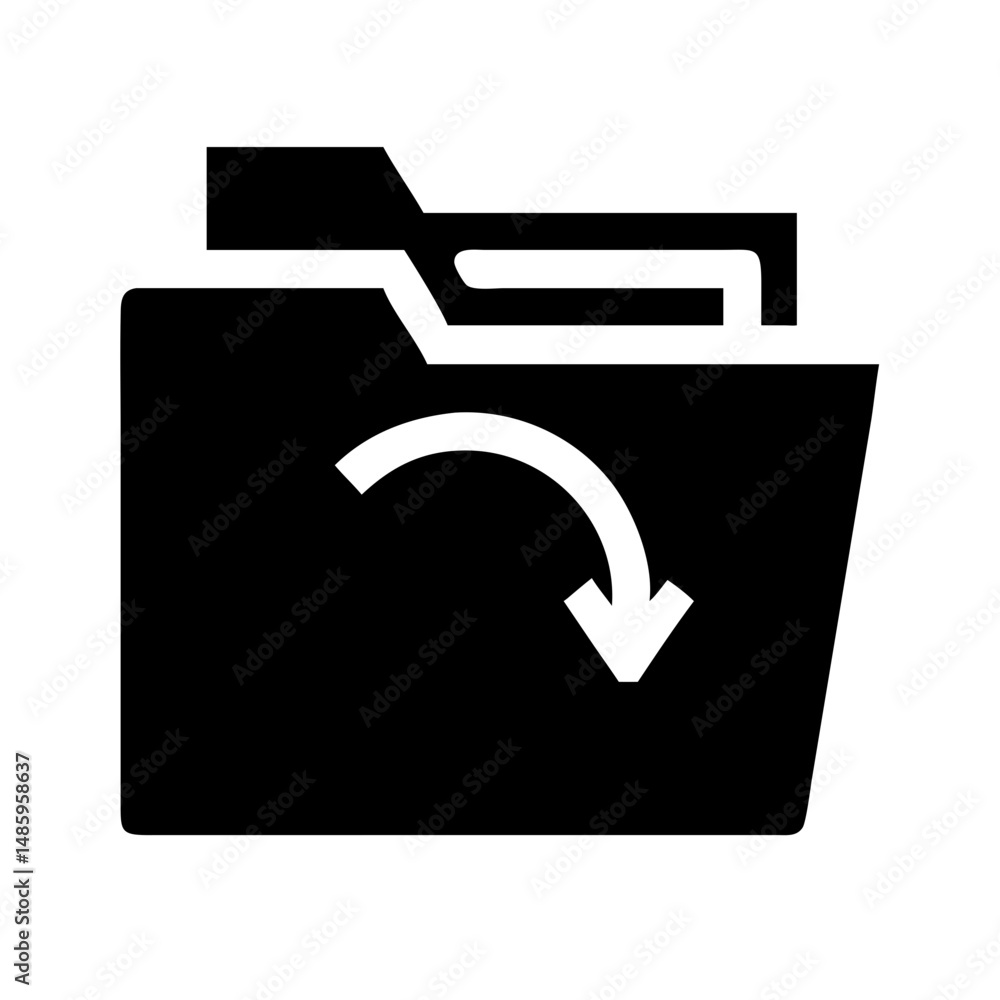 Poster folder sync icon silhouette on transparent background for web and graphic design