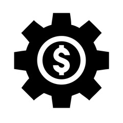 gear with dollar icon silhouette on transparent background for web and graphic design