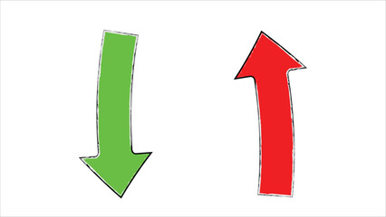 Two red and green arrows on a white background