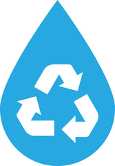 Water recycle icon isolated on white background . Water drop with recycle symbol . 