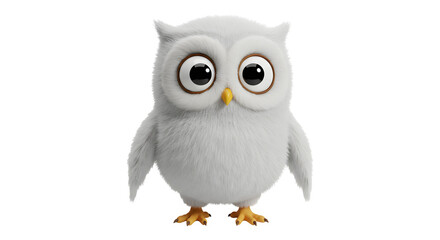 Naklejka premium Cute White Owl with Grey Wing Tips