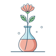 Single Flower in Glass Vase – Minimal Botanical Illustration