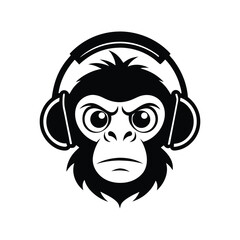 head of a monkey with headphones