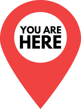 You are here map pointer icon . You Are Here Location Pointer Pin icon . Vector illustration