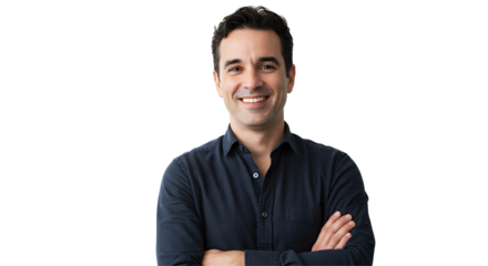 Confident Smiling Man Portrait Transparent Background Studio Shot