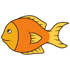 Cartoon Illustration of a Goldfish