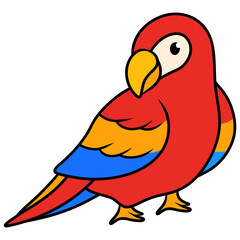 Cartoon Illustration of a Parrot