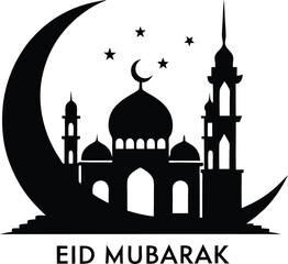 Eid Mubarak Vector Silhouettes – Islamic Festival, Mosque, Lantern, Family & Celebration Illustrations, Islamic Festival