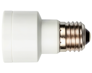 White light bulb socket adapter on a transparent background