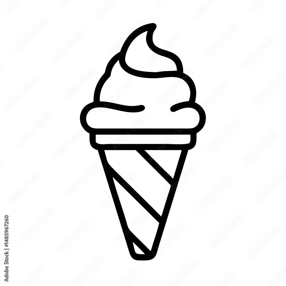 Poster ice cream cone icon on transparent background for web and graphic design