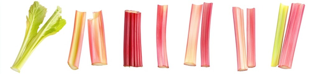 Sliced rhubarb stalks