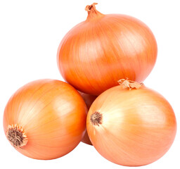 pile of three onion isolated on white background