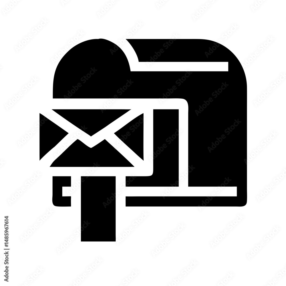 Poster mailbox icon silhouette on transparent background for web and graphic design