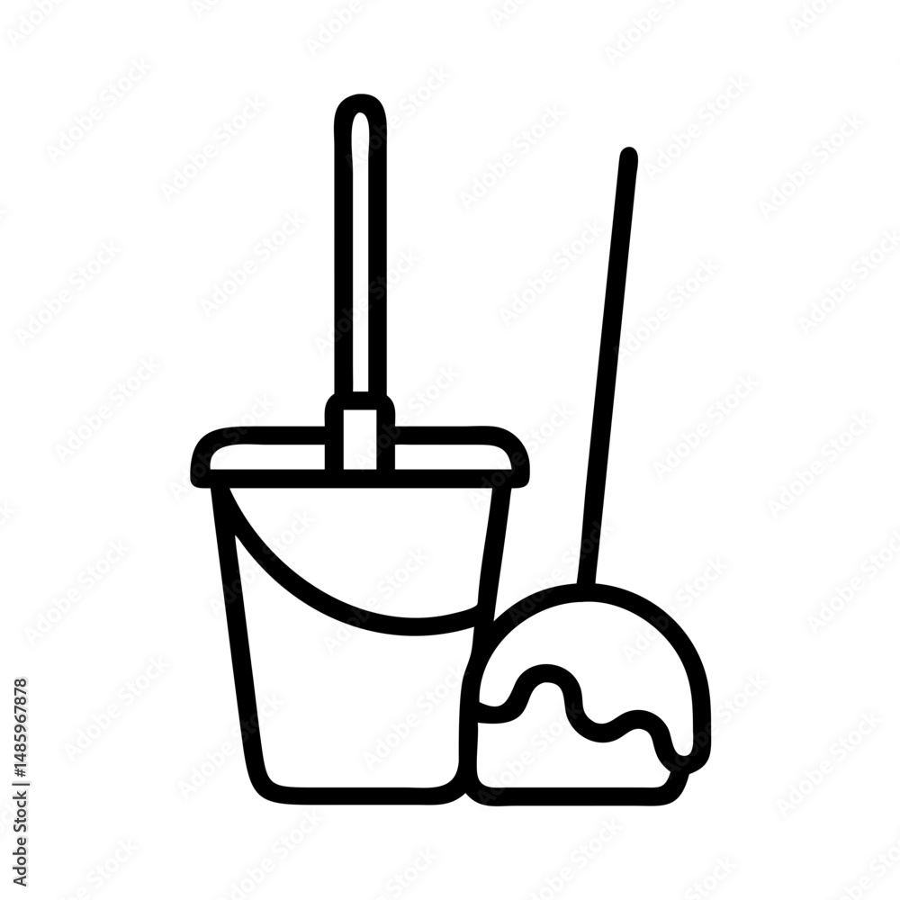 Poster mop bucket icon on transparent background for web and graphic design
