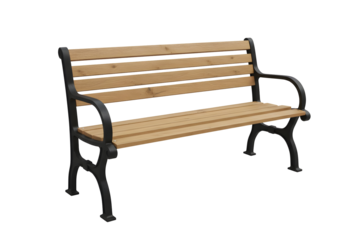 Wooden Park Bench Outdoor Furniture Garden Seat Relaxing Comfort Tranquil Setting Cityscape Urban Space Public Place Rest Area Comfortable Seating