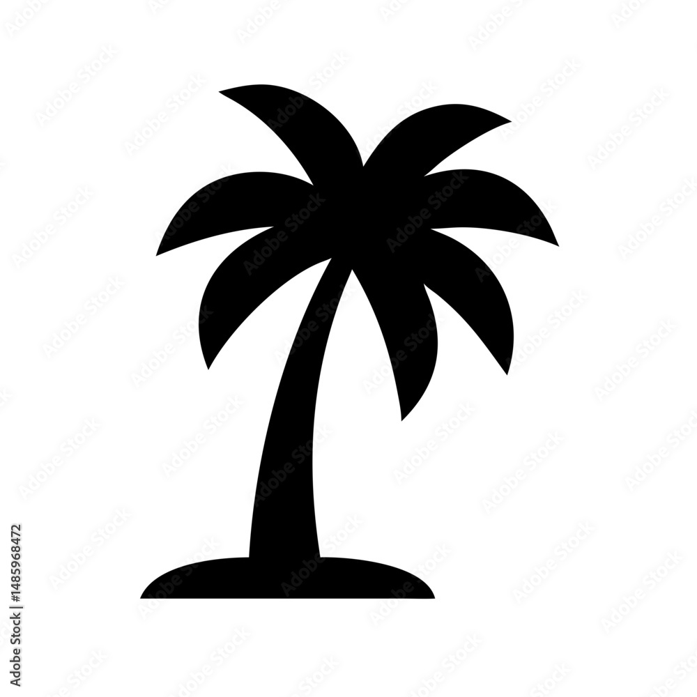 Poster palm tree icon silhouette on transparent background for web and graphic design
