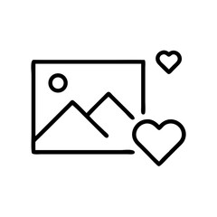 photo icon with a small heart symbol in the corner (1) on transparent background for web and graphic design