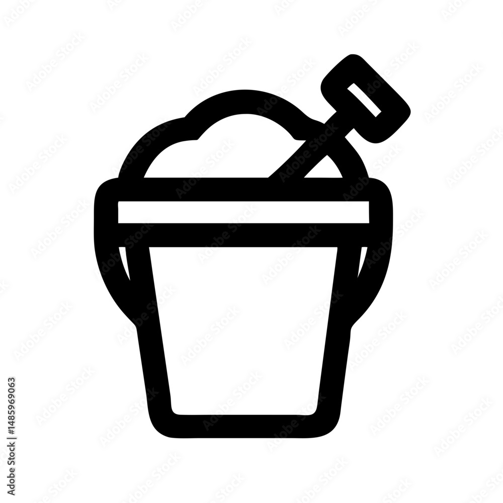 Poster sand bucket icon silhouette on transparent background for web and graphic design