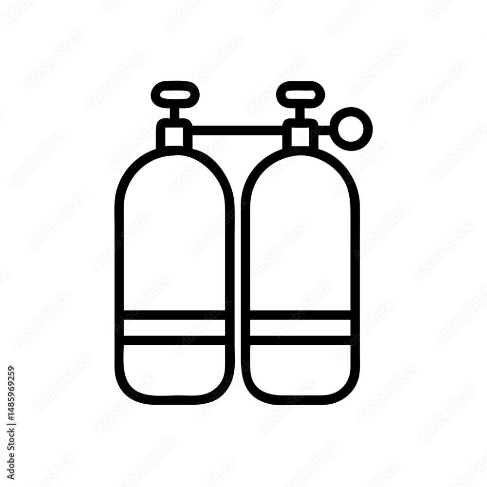 Poster scuba tanks icon on transparent background for web and graphic design