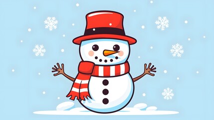 Festive Snowman Decoration with Hat and Scarf for Merry Christmas Celebration