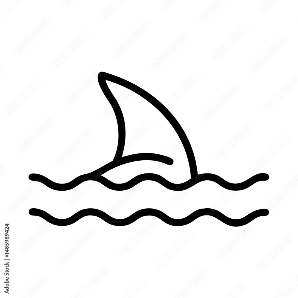 Poster shark fin icon on transparent background for web and graphic design