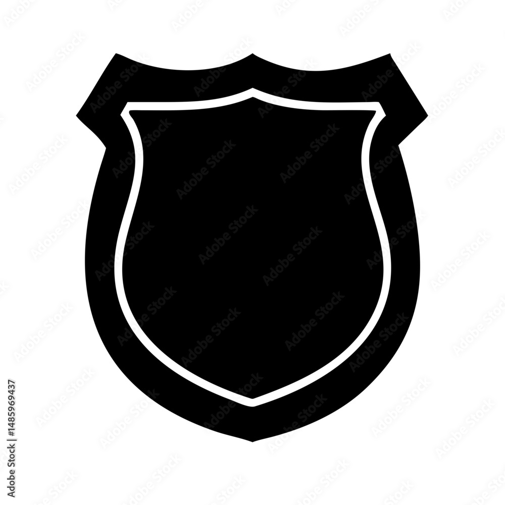 Poster shield badge icon silhouette on transparent background for web and graphic design