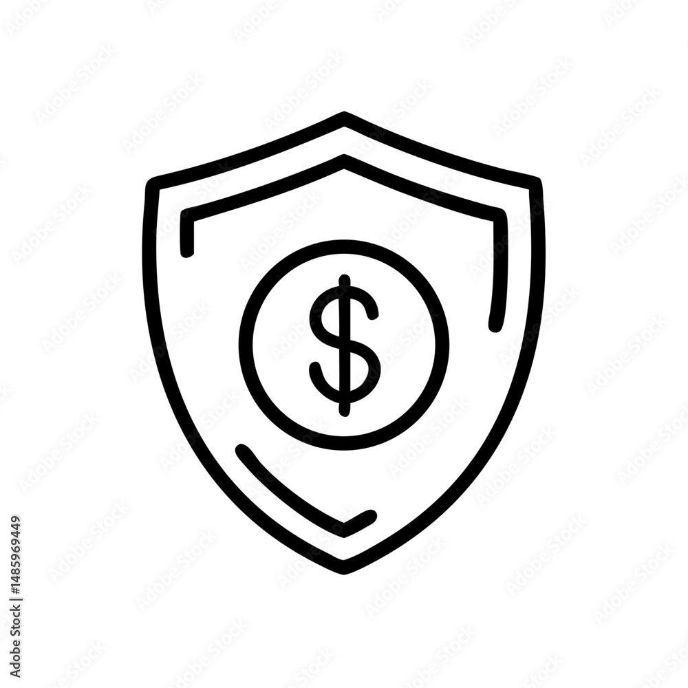 Aufkleber shield with dollar icon on transparent background for web and graphic design