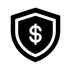 shield with dollar icon silhouette on transparent background for web and graphic design