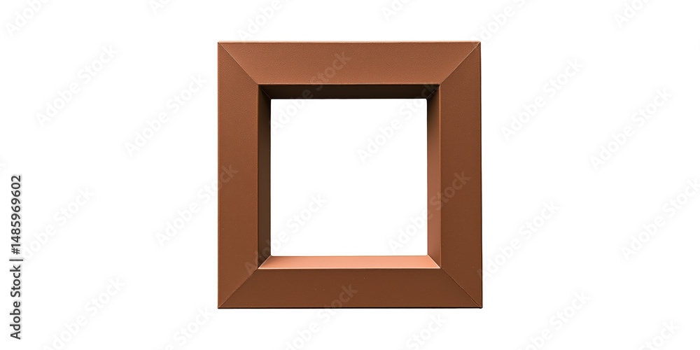 Poster brown square picture frame. minimalist design for art and photography display isolated on transparen