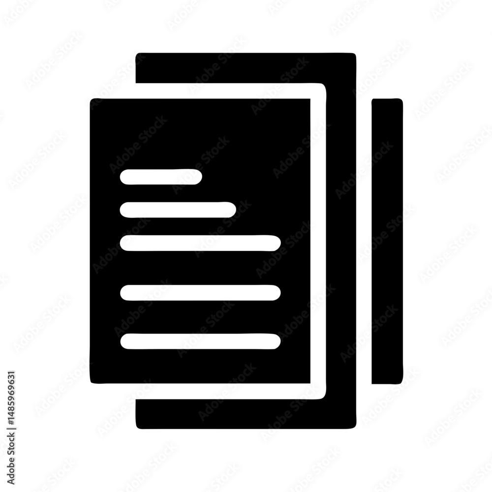 Poster stack of documents icon silhouette on transparent background for web and graphic design