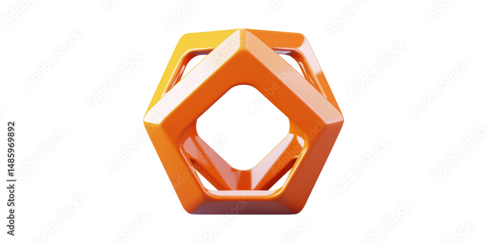 Poster orange geometric hexagonal shape. modern abstract design element isolated on transparent background
