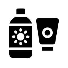 sunscreen lotion icon silhouette on transparent background for web and graphic design