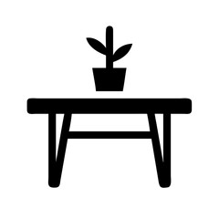 table with plant icon silhouette on transparent background for web and graphic design