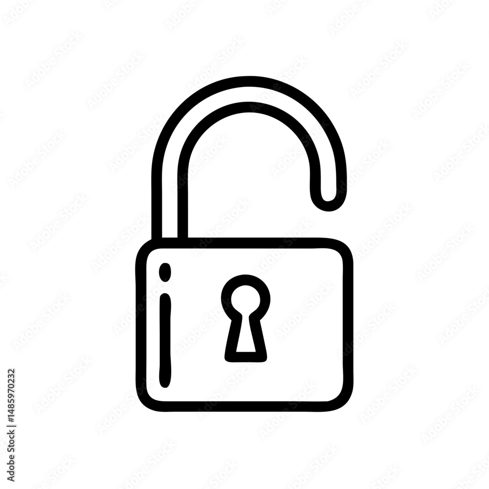 Poster unlocked padlock icon on transparent background for web and graphic design