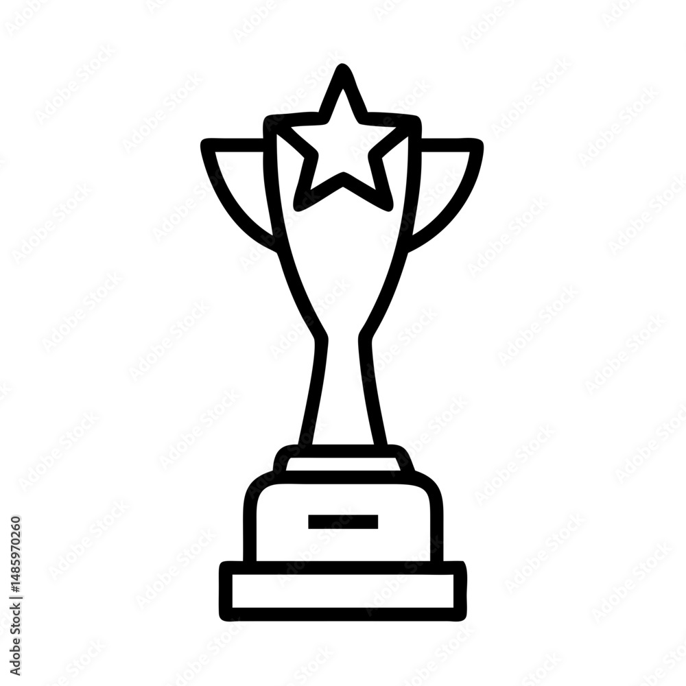 Poster upright trophy with a star on top flat design on transparent background for web and graphic design
