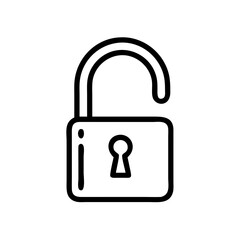 unlocked padlock icon on transparent background for web and graphic design
