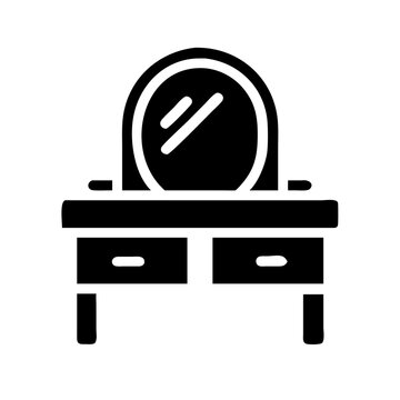 recommend clip art: vanity table with mirror icon silhouette on transparent background for web and graphic design