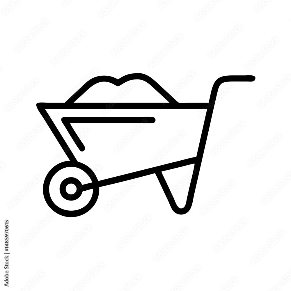 Poster wheelbarrow icon on transparent background for web and graphic design