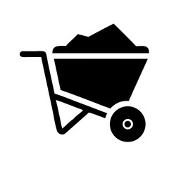 wheelbarrow icon silhouette on transparent background for web and graphic design