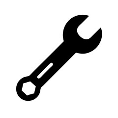 wrench icon silhouette on transparent background for web and graphic design