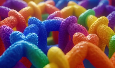 Colorful Knitted Fabric Texture Close-Up