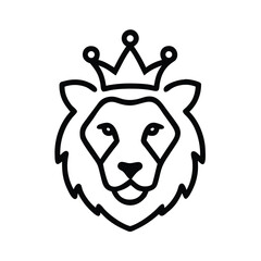 Lion Head with Crown line art vector 