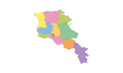 Multicolor Map of Armenia with Provinces