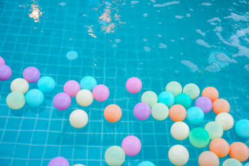 Colorful balls in the swimming pool 
