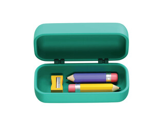 Pencil Case with Pencils and Sharpener icon 3d illustration render