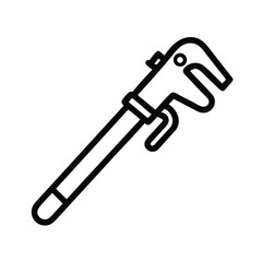 pipe wrench line art vector 