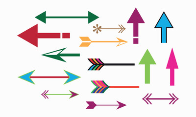 Illustration vector graphic a set of arrow icons Colorful